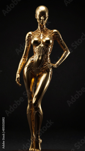 female humanoid statue crafted from sparkling gold 09