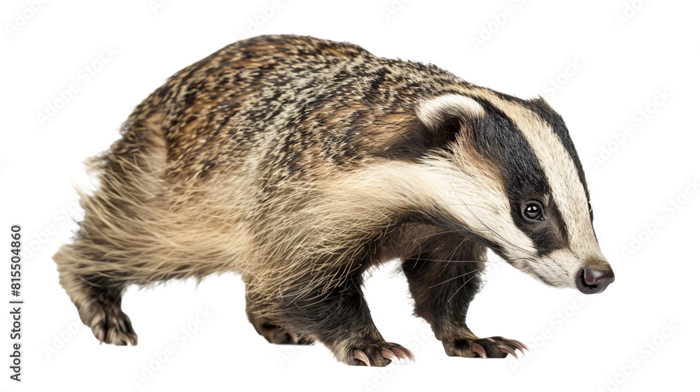 European badger walking isolated on transparent background. European badger walking isolated on transparent background.