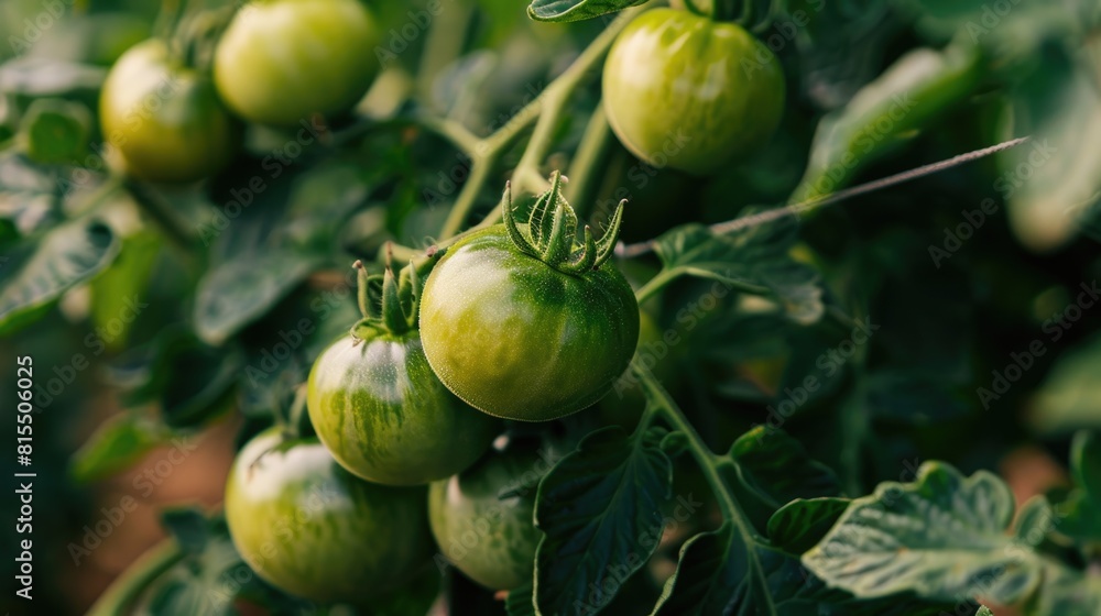 Cluster of Green Tomatoes Bathed in Sunlight Cluster of Green Tomatoes Bathed in Sunlight