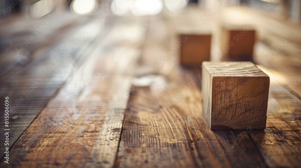 Wooden blocks on a wooden table in a cafe. Selective focus. Wooden blocks on a wooden table in a cafe. Selective focus.