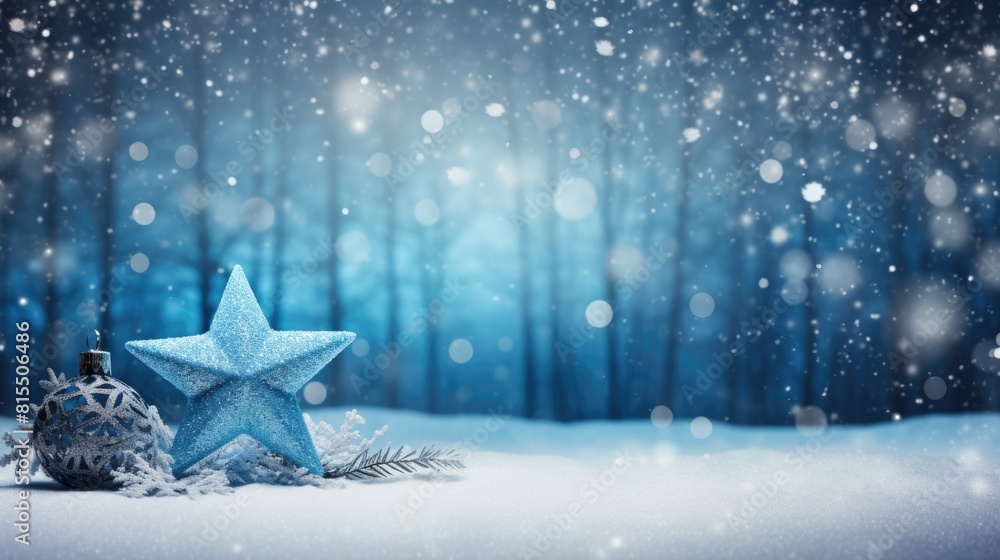 Winter Wonderland with Sparkling Star and Snowflakes Winter Wonderland with Sparkling Star and Snowflakes