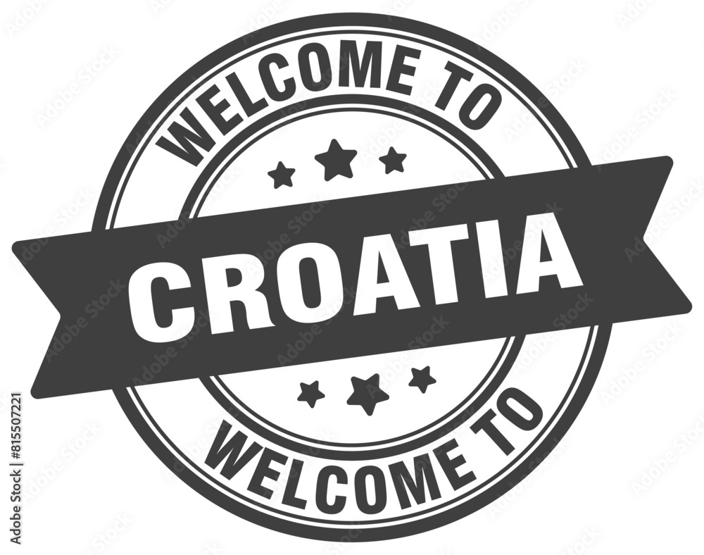 Welcome to Croatia stamp. Croatia round sign