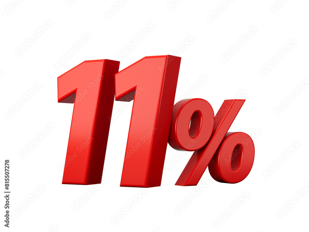 3d Red 11% Eleven Percent Sign 3d illustration 3d Red 11% Eleven Percent Sign 3d illustration