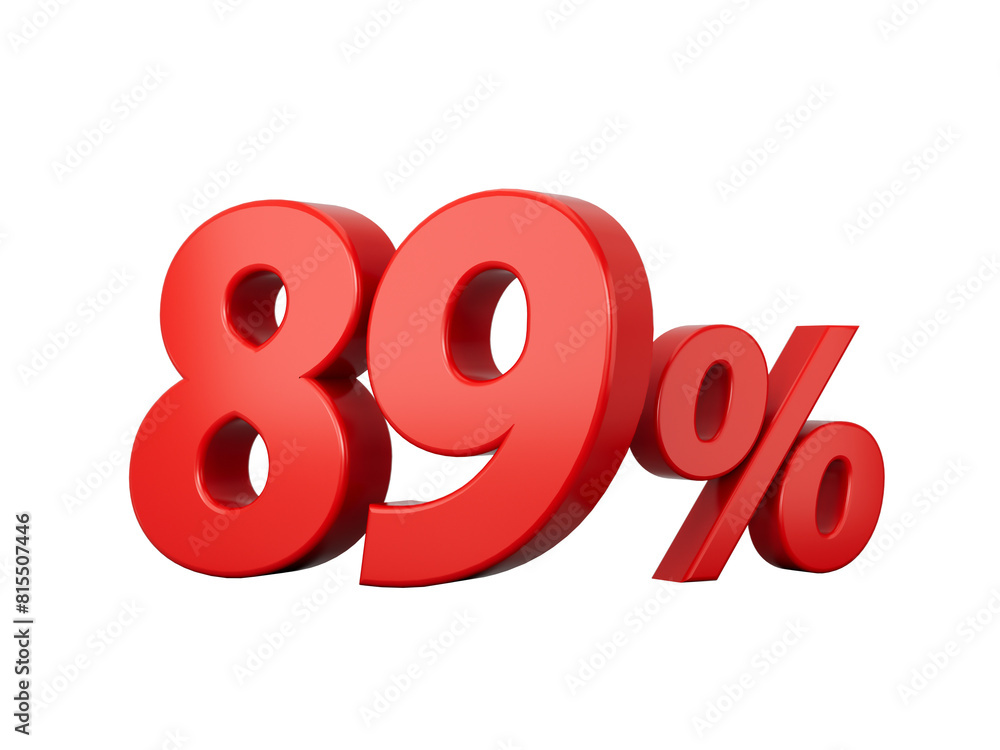 3d Red 89% Eighty Nine Percent Sign 3d illustration 3d Red 89% Eighty Nine Percent Sign 3d illustration