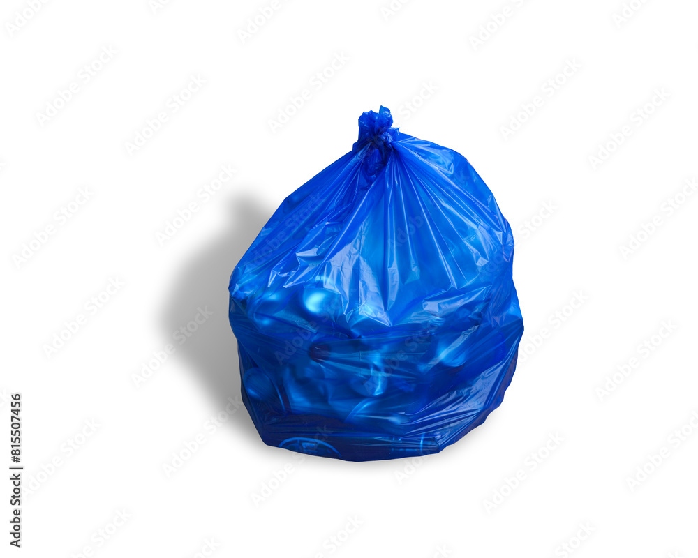 Fototapeta premium blue garbage bag isolated one white background. This has clipping path. 