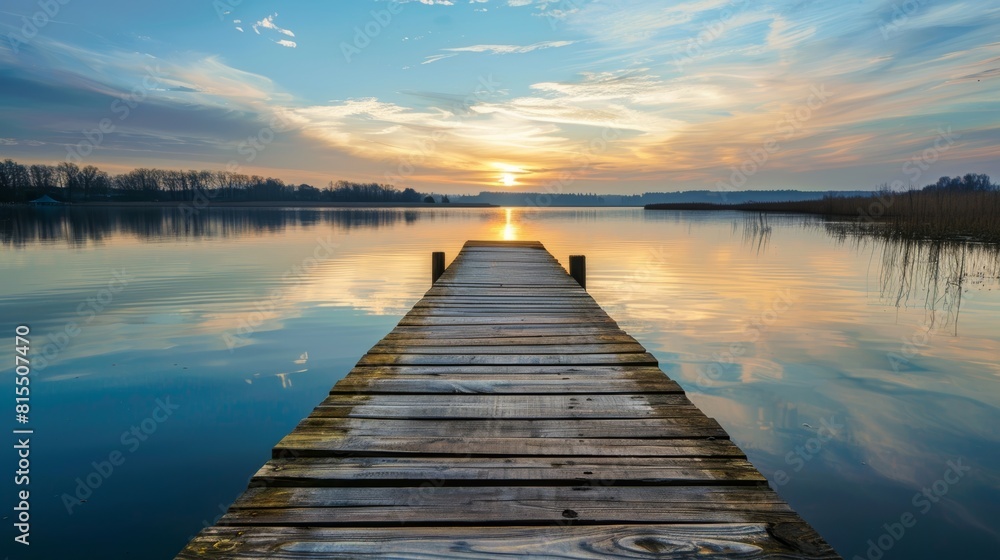 Obraz premium wooden pier at sunset