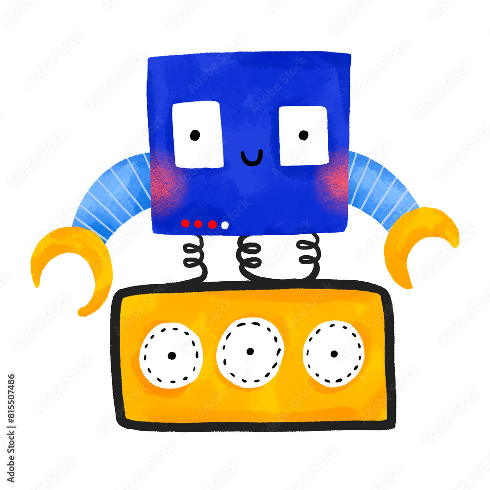 Computer Humor Comic Robots Funny comic robot with electronic hands and wheels. Cartoon computer ...