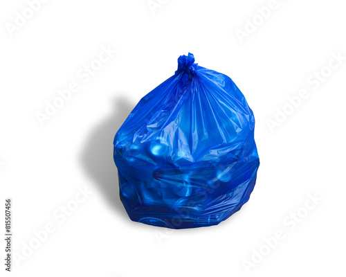 blue garbage bag isolated one white background. This has clipping path.	