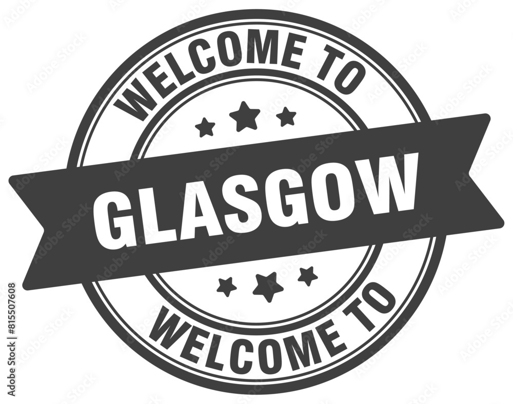 Welcome to Glasgow stamp. Glasgow round sign