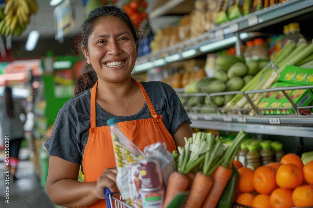 young happy woman purchasing vegetables at supermarket. young happy woman purchasing vegetables at supermarket.
