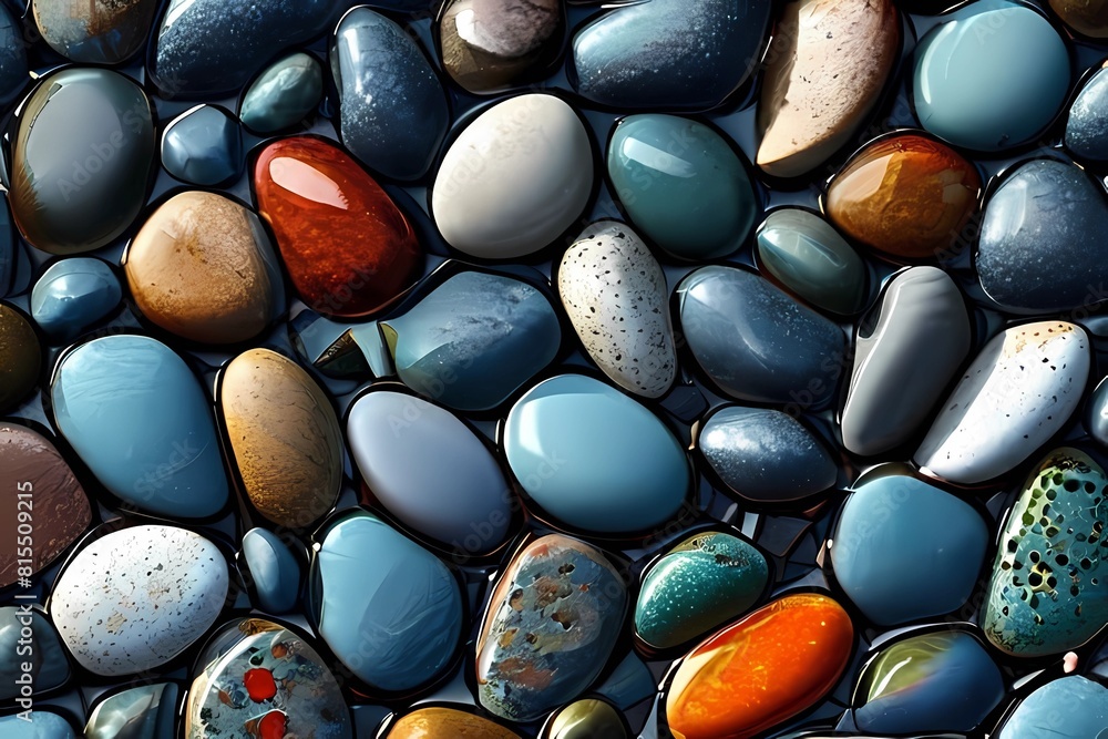 pebble stone texture with smooth curves and varied shapes, AI Generation pebble stone texture with smooth curves and varied shapes, AI Generation