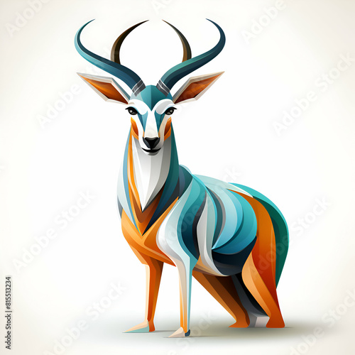 Gorgeous antelope isolated on white background.  illustration. photo