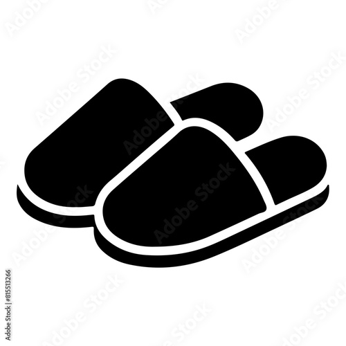 "Elegant Minimalism: Black Slippers Icon Depicting Contemporary Style and Comfort"