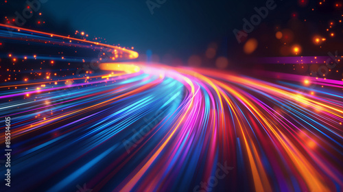 Dynamic Light Trails on Dark Background - Futuristic Technology Concept