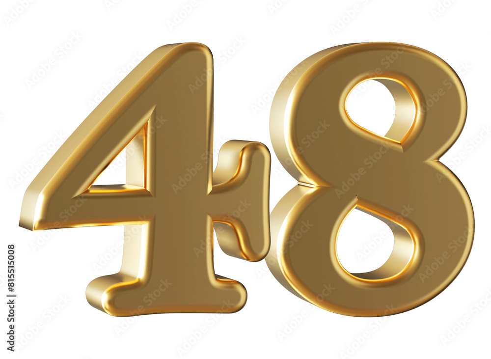 3d gold number 48 3d gold number 48