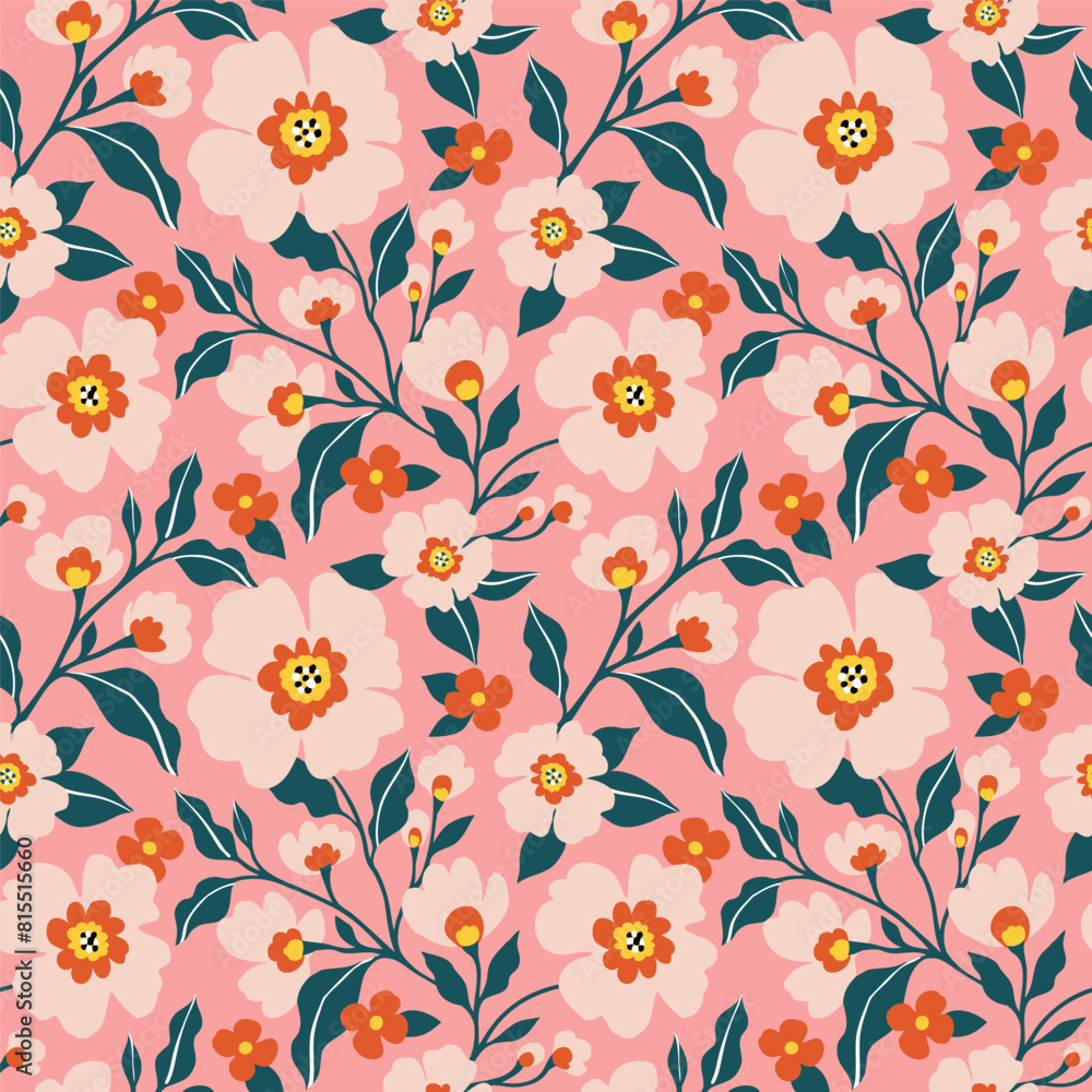 Retro floral seamless pattern design. Beautiful floral pattern in cute flowers. For fashion textiles, fabric, print, graphics and backgrounds. Retro floral seamless pattern design. Beautiful floral pattern in cute flowers. For fashion textiles, fabric, print, graphics and backgrounds.