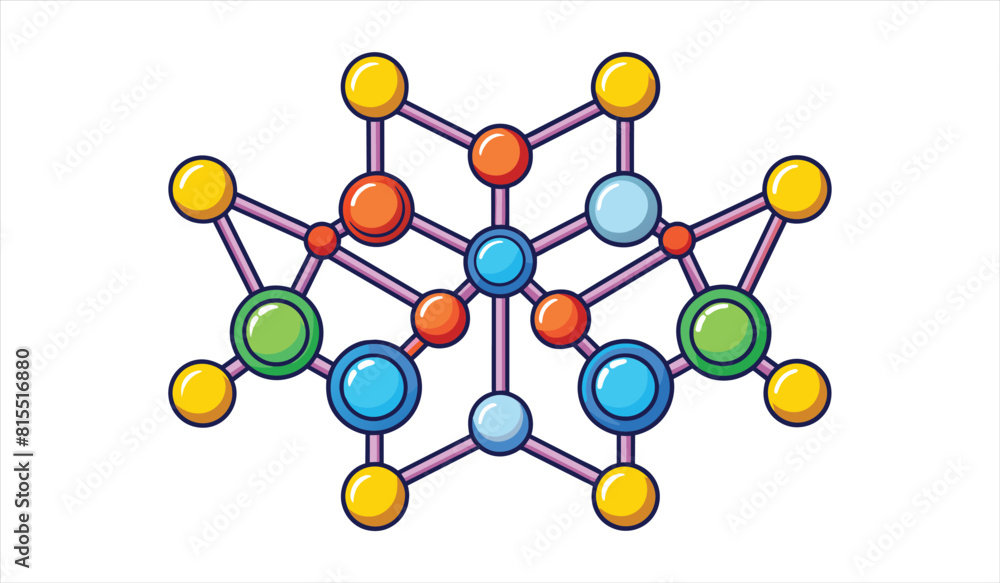 3d model of molecule structure flat icon. Solid icon, Editable stroke. Vector illustration.