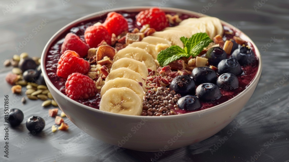 beautifully presented acai bowl with toppings beautifully presented acai bowl with toppings