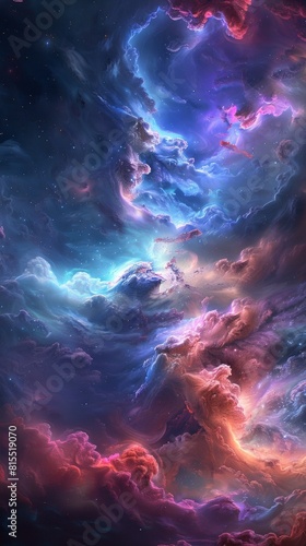 luminous gradient nebula, cosmic hues, swirling and ethereal