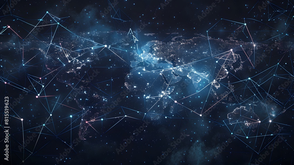 Global business network visualized through a world map Global business network visualized through a world map