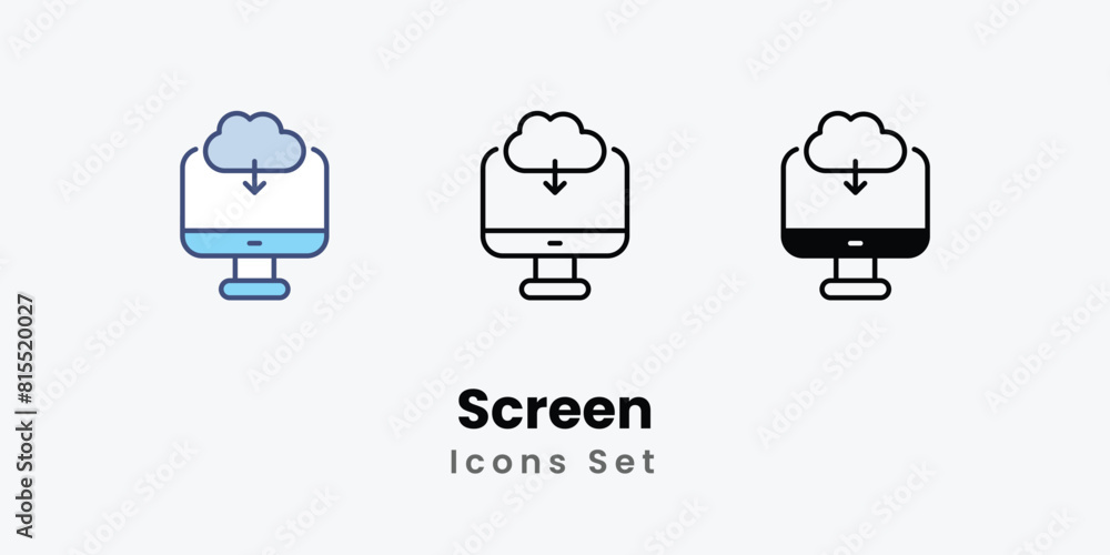 Screen Icons thin line and glyph vector icon stock illustration Screen Icons thin line and glyph vector icon stock illustration