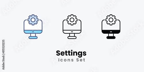 Settings Icons thin line and glyph vector icon stock illustration