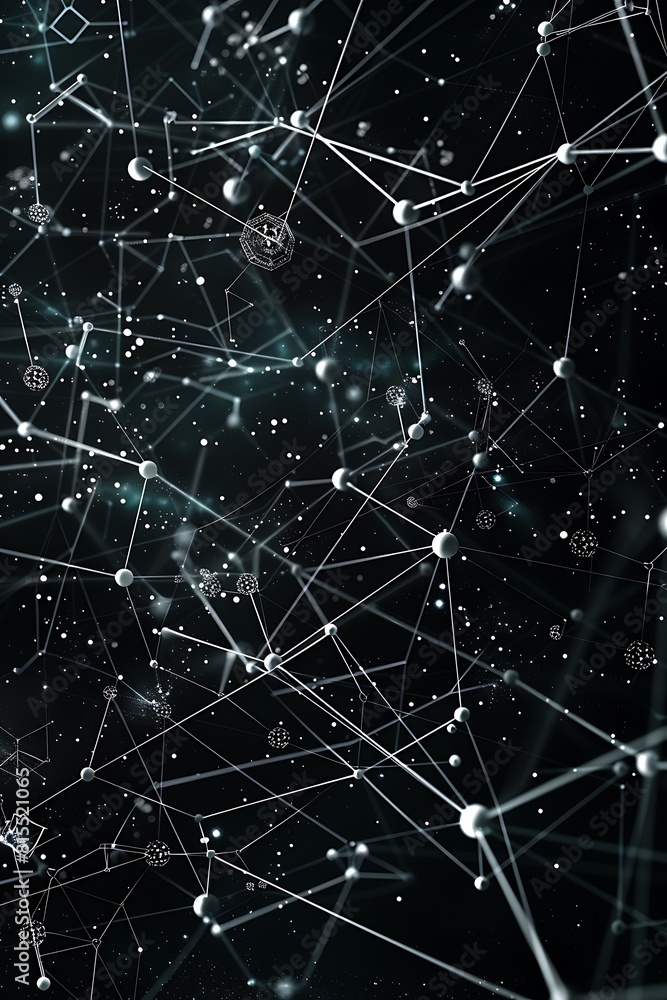 Fototapeta premium A high-tech visualization of a space exploration data network