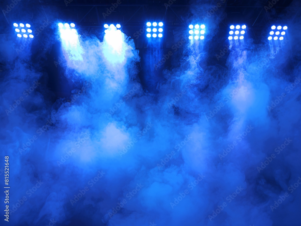 a blue light with smoke