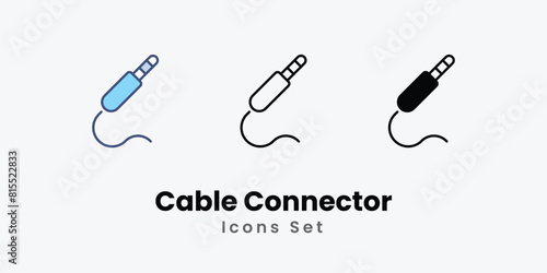 Cable Connector Icons thin line and glyph vector icon stock illustration