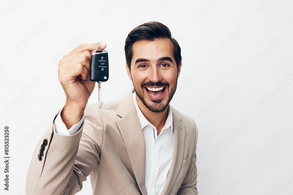 man auto service car holding business beige hand key smile buy man auto service car holding business beige hand key smile buy