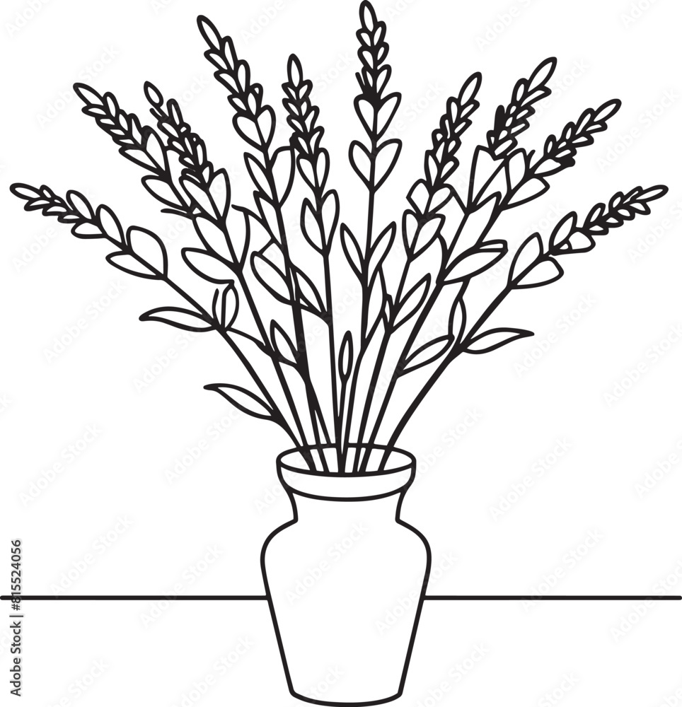 Bouquet of lavender flowers in vase on table. illustration. Bouquet of lavender flowers in vase on table. illustration.