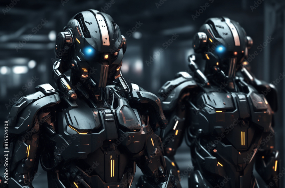 Futuristic Cyborg Warriors, Sci-Fi Military Armored Army Futuristic Cyborg Warriors, Sci-Fi Military Armored Army