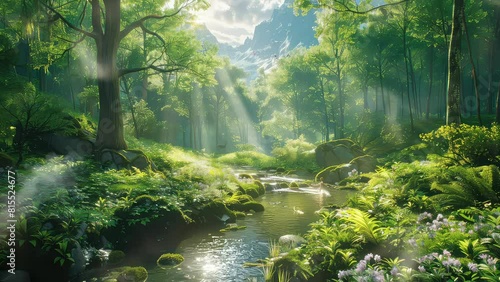 Animation green forests seamless 4k video background. generated with ai	
