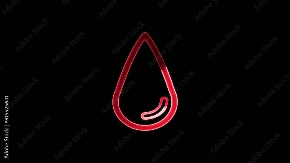 A drop of water icon. Neon line Water drop icon on black background. Water icon neon line animation and neon symbol raindrops animation. A drop of water icon. Neon line Water drop icon on black background. Water icon neon line animation and neon symbol raindrops animation.