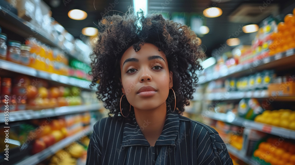 a woman in shop uniform stacking shelves in a supermarket a woman in shop uniform stacking shelves in a supermarket