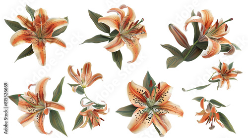 Stunning Tiger Lily Isolated on Transparent Background - Exquisite Floral Bloom in Vibrant 3D Digital Art, Perfect for Graphic Designs and Decorative Projects! © Spear