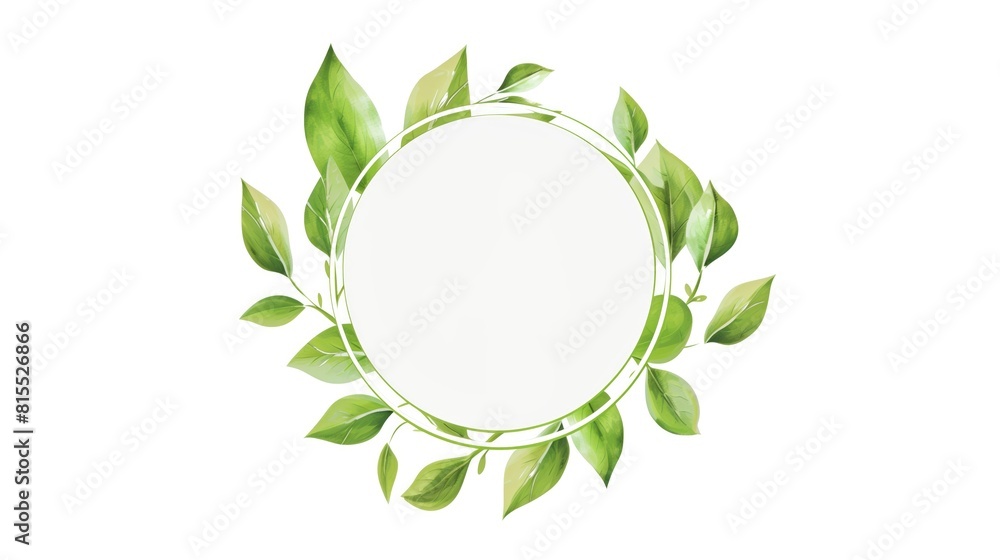 Tranquil Nature: Circular White Banner Over Gorgeous Green Leaf Texture Background Tranquil Nature: Circular White Banner Over Gorgeous Green Leaf Texture Background