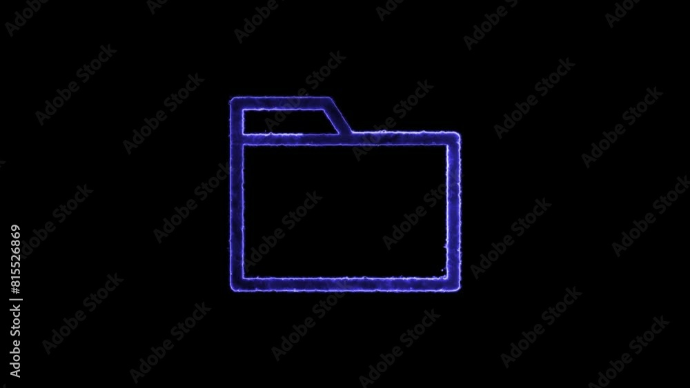 animated folder sign on a black background. neon light. animated folder sign on a black background. neon light.