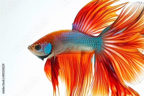 Betta Fish Fin Display: Capture the vibrant display of a Betta fish's fins. photo on white isolated background