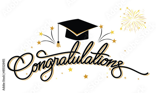 Congratulations Graduates Class of 2025 - Typography. black text isolated white background. Vector illustration of a graduating class of 2024. graphics elements for t-shirts, and the idea for the sign