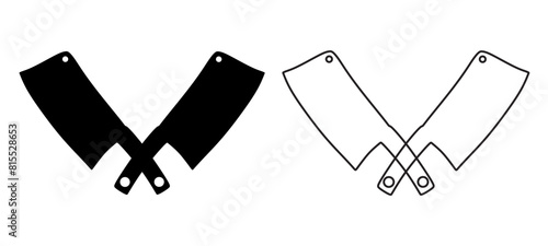 Kitchen and meat cutting knives set realistic vector of chef and butcher tools. Stainless cleaver, carving and chopping, chefs, filleting, boning and paring knives with black handles, cutlery design.