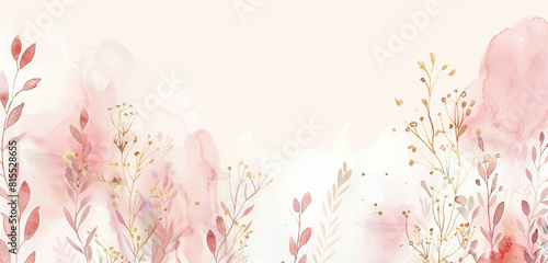 Sublime pink & gold watercolor florals on white.
