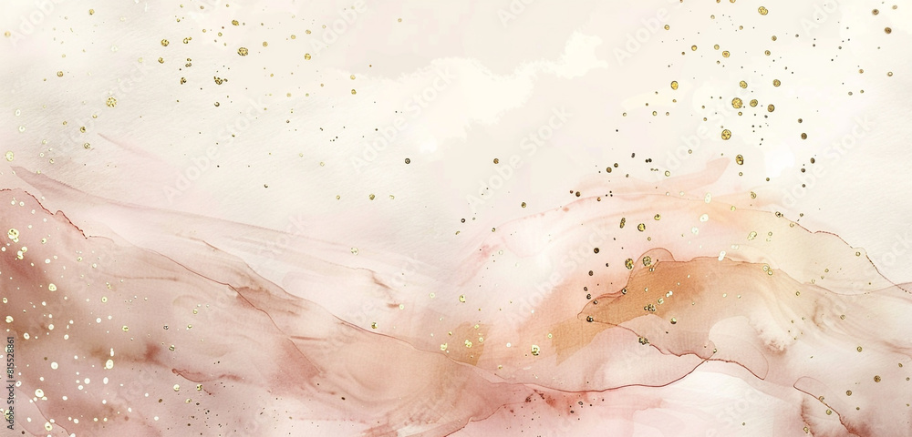 Fototapeta premium Subtle soft-focus blush, beige watercolor tranquil broad backdrop.