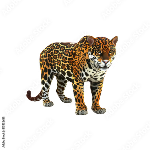 A jaguar is standing on a white background