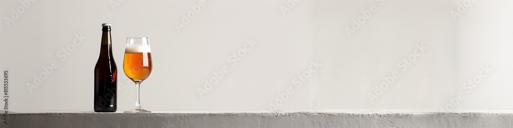 Beer and wine glass on a white background with copy space generated by AI. Beer and wine glass on a white background with copy space generated by AI.