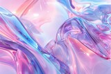 Futuristic Pink and Blue Glass, Holographic Abstract Background with Glossy Finish