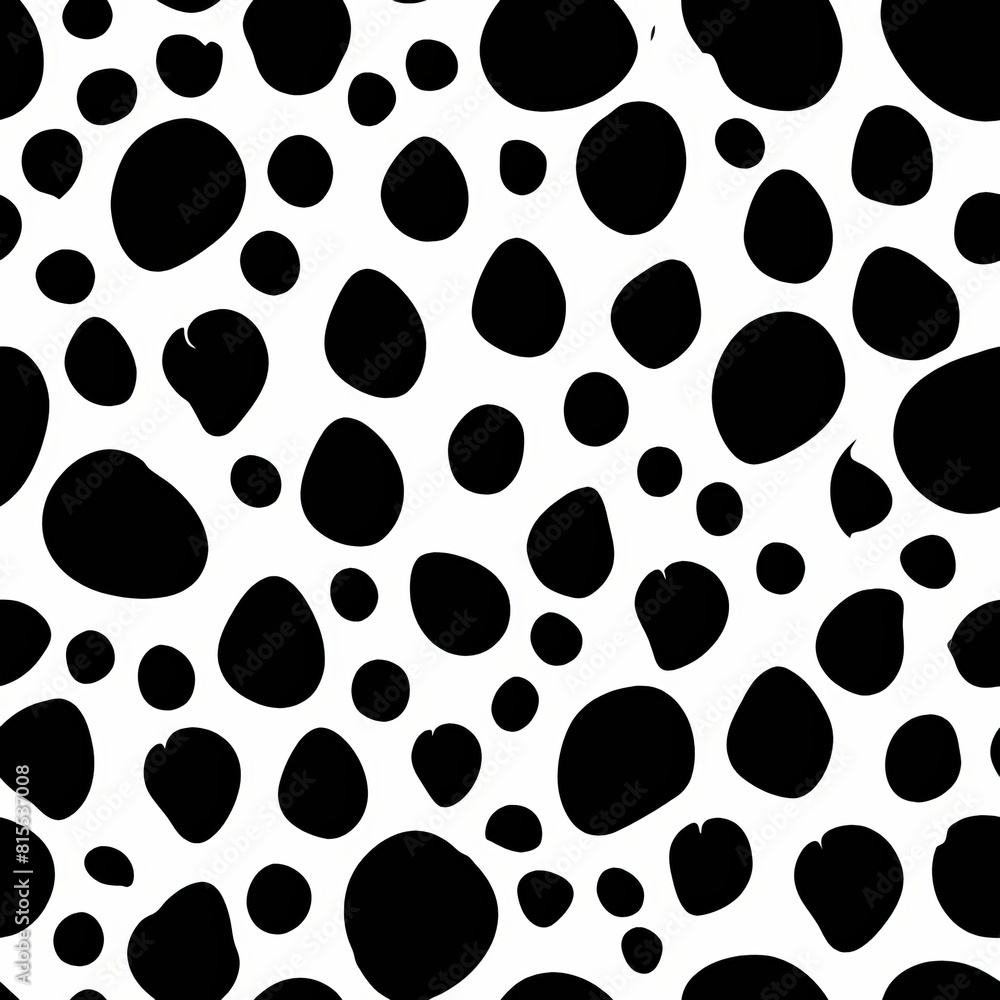 Seamless pattern of playful dalmatian spots in classic black and white, Generative AI Seamless pattern of playful dalmatian spots in classic black and white, Generative AI
