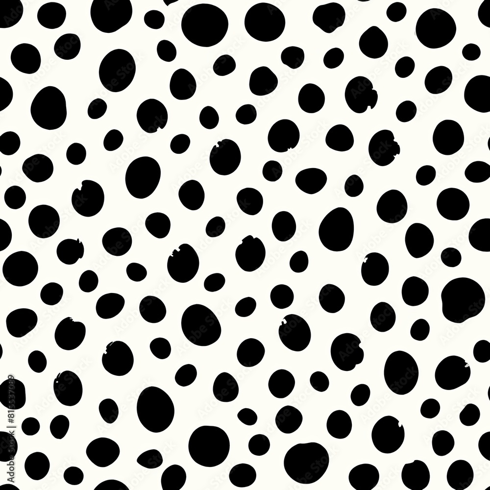Seamless pattern of playful dalmatian spots in classic black and white, Generative AI Seamless pattern of playful dalmatian spots in classic black and white, Generative AI