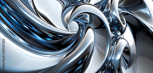 Cool serene futuristic silver and midnight blue 3D shapes.