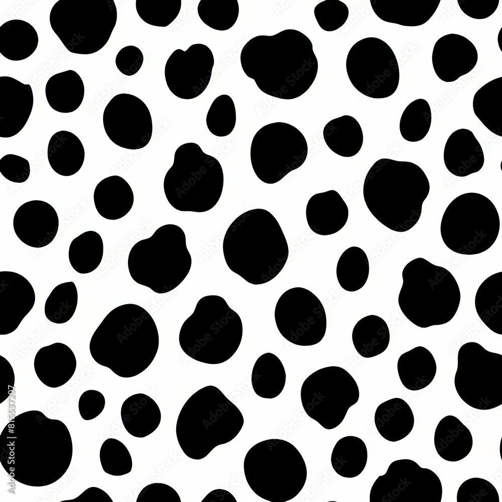 Seamless pattern of playful dalmatian spots in classic black and white, Generative AI Seamless pattern of playful dalmatian spots in classic black and white, Generative AI